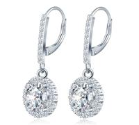 MICSAVI Zirkonia Ohrringe Hängend Silber 925, Leverback Ohrringe with mit Runden/Herz/Oval/Quadratisch/Tropfen Simulierter Diamant Ohrhänger Klein für Damen und Mädchen