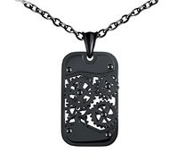 MicVivien Edelstahl Anhänger Erkennungsmarke Kette Dog Tag ID Tag mit Mechanische Zahnräder Männer Anhänger Herrenkette