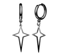 MicVivien Edelstahl Dangle Ohrringe Punk Biker Stern Ohrschmuck für Herren Damen Kleine Creolen mit Anhänger Stern Spitze Ohrpiercing Ohrhänger Männer Hypoallergen