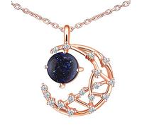 MicVivien Kette Damen 925 Silber Zirkonia Blau Planet Mond Sterne Ketten mit Anhänger Elegant Halskette für Frauen Mädchen, 17" Verstellbare Kette