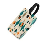 Mid Century Geometrische Gepäckanhänger für Koffer mit Namensausweis, Sichtschutz, Reisekofferanhänger mit Gurt, TPU-Gepäckanhänger, Gepäckkennzeichnung, Reisezubehör, Schwarz, Einheitsgröße