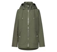 Parka STREET ONE, Damen, Gr. 36, schwarz vetiver grün, Web, 69% Baumwolle, 31% Polyester, unifarben, comfort fit normal, ohne Ausschnitt, abgesteppt, Jacken Parka, mit Kapuze (56700359-36) schwarz vet