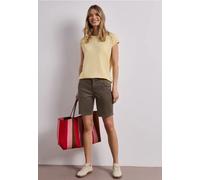 Shorts STREET ONE, Damen, Gr. 46, cold brew braun, Web, 97% Baumwolle, 3% Elasthan, unifarben, comfort fit kurz, Hosen Shorts, in Bermuda-Länge (31716621-46) cold brew braun