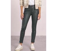 Mid Waist Hose im Slim Fit in Leder-Optik