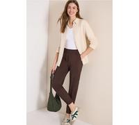 Cargohose CECIL, Damen, Gr. M, Länge 28, braun cacao, Web, 66% Baumwolle, 30% Polyester, 4% Elasthan, unifarben, loose fit knöchelfrei, Hosen Cargohose, im Loose Fit (49056856-M) braun cacao