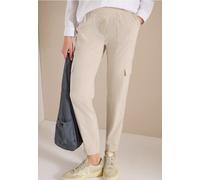 Cargohose CECIL, Damen, Gr. L, Länge 28, grain beige, Web, 66% Baumwolle, 30% Polyester, 4% Elasthan, unifarben, loose fit knöchelfrei, Hosen Cargohose, im Loose Fit (26463350-L) grain beige