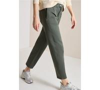 Jogger Pants CECIL, Damen, Gr. XXL, Länge 28, sea weed khaki, Web, 76% Baumwolle, 23% Polyester, 1% Elasthan, unifarben, loose fit knöchelfrei, Hosen, Middle Waist (21633241-XXL) sea weed khaki