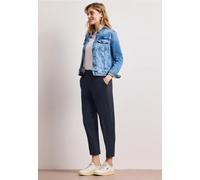 Stoffhose STREET ONE, Damen, Gr. 46, Länge 28, blau (shadowed navy), Stoff, 95% Viskose, 5% Elasthan, unifarben, loose fit knöchelfrei, Hosen Stoffhose, Middle Waist (17383224-46) shadowed navy