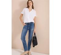 Jogg Pants CECIL "Style Tracey", Damen, Gr. 31, Länge 28, mid blau used wash, Denim/Jeans, Obermaterial: 82% Baumwolle, 16% Polyester, 2% Elasthan, lang, Jeans, mit Bindeband und schmalem Bein, Casual