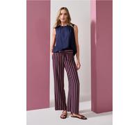 Stoffhose STREET ONE, Damen, Gr. 42, Länge 30, bunt (schwarz clouded blush), Stoff, 100% Viskose, gestreift, loose fit lang, Hosen Stoffhose, im Streifendesign (37388215-42) schwarz clouded blush