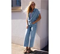 Loose-fit-Jeans STREET ONE STUDIO, Damen, Gr. 33, Länge 28, blau (light blau random wash), Jeans, 85% Baumwolle, 9% Polyester, 4% Elastomultiester, 2% Elasthan, unifarben, lang, Jeans, mit Wide Legs (
