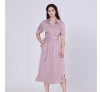 Midi-Hemdblusenkleid aus mattem Satin M