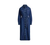 Midi-Hemdkleid aus Denim mit Gürtel 32 Blue