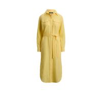 Lauren Ralph Lauren Schmales Midi Hemdblusenkleid aus reinem Leinen in GELB, Größe 34