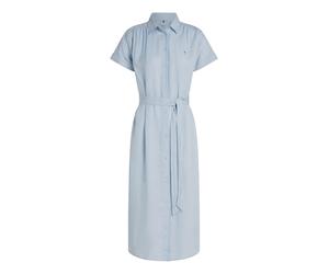Midi-Hemdkleid aus reinem Leinen Blau 34