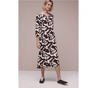 Street One Frauen Midi-Kleid aus Leinen mit Print in Braun, Gr: 34