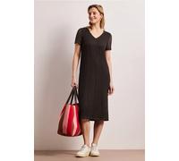 Midikleid STREET ONE, Damen, Gr. 40, EURO-Größen, espresso braun, Web, 73% Baumwolle, 27% Polyester, unifarben, comfort fit knieumspielend, abgesteppt, Kleider Midikleid, in Unifarbe (72169248-40) esp