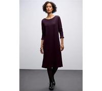 Midikleid STREET ONE, Damen, Gr. 40, EURO-Größen, jazz berry, Stoff, 63% Polyester, 34% Viskose, 3% Elasthan, unifarben, normal kniebedeckend, Rundhals, gewellter Abschluss, Kleider Midikleid, mit Run