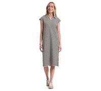 Midikleid STREET ONE, Damen, Gr. 44, EURO-Größen, schwarz, Web, 75% Baumwolle, 25% Polyester, gestreift, regular fit lang, V-Ausschnitt, abgesteppt, Kleider Midikleid, im Streifendesign (61800468-44)