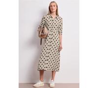 Blusenkleid STREET ONE, Damen, Gr. 44, EURO-Größen, clay sand, Stoff, 100% Viskose, gepunktet, comfort fit Midi, V-Ausschnitt, Manschette, Kleider Blusenkleid, mit Punktemuster (38070261-44) clay sand