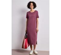 Midikleid STREET ONE, Damen, Gr. 42, EURO-Größen, schwarz clouded blush, Stoff, 95% Viskose, 5% Elasthan, unifarben, comfort fit Midi, Rundhals, normaler Saum, Kleider Midikleid, in Unifarbe (30101464