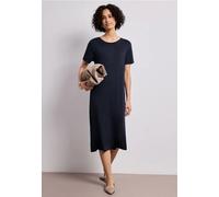 Midikleid STREET ONE, Damen, Gr. 42, EURO-Größen, shadowed navy, Stoff, 95% Viskose, 5% Elasthan, unifarben, comfort fit Midi, Rundhals, normaler Saum, Kleider Midikleid, in Unifarbe (64454722-42) sha