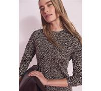 Midikleid STREET ONE, Damen, Gr. 38, EURO-Größen, molten earth, Stoff, 85% Viskose, 13% Polyester, 2% Elasthan, animal-print, normal wadenlang, hoch geschlossener Ausschnitt, abgesteppt, Kleider Midik