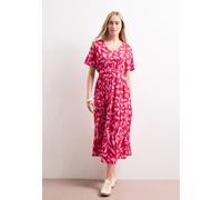 Midi-Kleid mit Print und Smok-Detail
