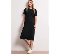 Jerseykleid STREET ONE, Damen, Gr. 38, EURO-Größen, deep bound grün, Jersey, 70% Polyester, 25% Viskose, 5% Elasthan, unifarben, normal wadenlang, Rundhals, Bündchen, Kleider Jerseykleid, mit Rundhals