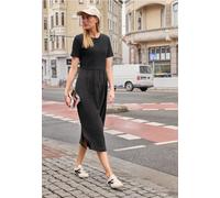 Midikleid STREET ONE STUDIO, Damen, Gr. 46, EURO-Größen, schwarz, Kleider Midikleid, mit Rundhalsausschnitt (90703714-46) schwarz