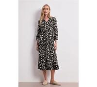 Midikleid STREET ONE, Damen, Gr. 44, EURO-Größen, schwarz, Stoff, 100% Viskose, geblümt, normal knöchellang, Rundhals, elastischer Bund, Kleider Midikleid, aus Viskose (93517610-44) schwarz
