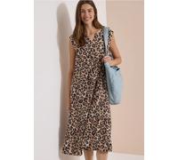 Midi-Kleid mit Split Neck und Leo-Print