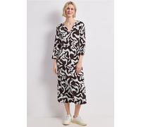 Maxikleid STREET ONE, Damen, Gr. 34, EURO-Größen, braun (espresso braun), Stoff, 100% Viskose, gemustert, comfort fit knöchelfrei, Rundhals, Bündchen, Kleider Maxikleid, mit allover Print (85465953-34