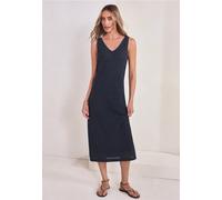 Midikleid STREET ONE, Damen, Gr. 44, EURO-Größen, tempest blau, Web;Stoff;Spitze, Obermaterial: 70% Baumwolle, 30% Polyester. Futter: 95% Viskose, 5% Elasthan, unifarben, regular fit wadenlang, V-Auss
