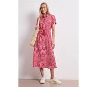Midikleid STREET ONE, Damen, Gr. 44, EURO-Größen, salsa rot, Stoff, 88% Viskose, 12% Polyamid, gemustert, regular fit normal, V-Ausschnitt, abgesteppt, Kleider Midikleid, aus Viskose (56891447-44) sal