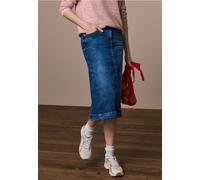 Maxirock CECIL, Damen, Gr. 33, mid blau wash, Web, 77% Baumwolle, 20% wiederverwerteter Polyester, 3% Elasthan, unifarben, comfort fit normal, Röcke Maxirock, Middle Waist (24694208-33) mid blau wash