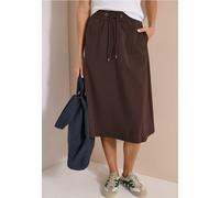 Maxirock CECIL, Damen, Gr. S (38), braun cacao, Stoff, 66% Baumwolle, 30% Polyester, 4% Elasthan, unifarben, comfort fit knielang, Röcke Maxirock, Elastikbund mit Tunnelzug (63420642-S) braun cacao