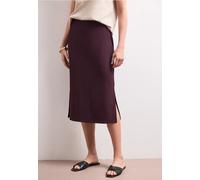 Midirock STREET ONE, Damen, Gr. 44, lila (rustic rouge), Stoff, 75% Viskose, 20% Polyester, 5% Elasthan, unifarben, normal wadenlang, Röcke, in Midi-Länge (60684160-44) rustic rouge