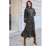 Midikleid ALBA MODA "Kleid Kleid", Damen, Gr. 40, N + K Gr, schwarz (schwarz, multicolor), Obermaterial: 100% Viskose CV., Modern, Kleider Midikleid (87306515-40) schwarz, multicolor