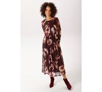 Midikleid ANISTON CASUAL, Damen, Gr. 38, N-Gr, braun, bordeaux, hellbeige, beige, Netz, Obermaterial: 95% Polyester, 5% Elasthan. Futter: 100% Polyester, bedruckt, geblümt, figurumspielend wadenlang,