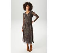 Midikleid ANISTON CASUAL, Damen, Gr. 42, N-Gr, grau (anthrazit, dunkelgrün, hellbeige, braun, taupe, zimt), Mesh, Obermaterial: 95% Polyester, 5% Elasthan. Futter: 100% Polyester, animal-print, bedruc