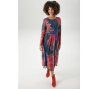 Midikleid ANISTON CASUAL, Damen, Gr. 46, N-Gr, lila (petrol, rot, orange, lila, rosa, flieder, zimt, gelb, braun), Mesh, Obermaterial: 95% Polyester, 5% Elasthan. Futter: 100% Polyester, geblümt, figu