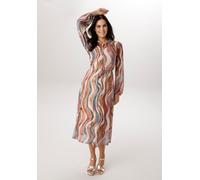 Midikleid ANISTON SELECTED, Damen, Gr. 36, N-Gr, beige, hellblau, camel, terra, rauchblau, rotbraun, Mesh, Obermaterial: 95% Polyester, 5% Elasthan. Futter: 95% Viskose, 5% Elasthan, bedruckt, gemuste