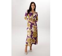 Midikleid ANISTON SELECTED, Damen, Gr. 36, N-Gr, lila, oliv, altrosa, khaki, sanftes weiß, Jersey, Obermaterial: 95% Viskose, 5% Elasthan, bedruckt, geblümt, figurumspielend wadenlang, V-Ausschnitt, K
