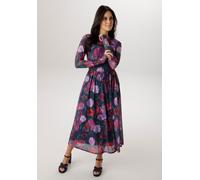 Midikleid ANISTON SELECTED, Damen, Gr. 38, N-Gr, blau, rot, pink, rosa, grün, wollweiß, rauchblaubordeaux,, Mesh, Obermaterial: 95% Polyester, 5% Elasthan. Futter: 95% Viskose, 5% Elasthan, geblümt, g