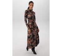 Midikleid ANISTON SELECTED, Damen, Gr. 38, N-Gr, braun, camel, beige, sanftes weiß, pfirsich, Jersey, Obermaterial: 95% Viskose, 5% Elasthan, bedruckt, geblümt, gemustert, figurumspielend wadenlang, K