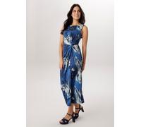 Midikleid ANISTON SELECTED, Damen, Gr. 38, N-Gr, royalblau, blau, marine, sanftes weiß, Jersey, Obermaterial: 95% Polyester, 5% Elasthan, bedruckt, geblümt, gemustert, figurumspielend wadenlang, Rundh