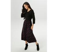 Midikleid ANISTON SELECTED, Damen, Gr. 38, N-Gr, schwarz (schwarz, pink, lila, orange, khaki), Jersey, Obermaterial: 95% Viskose, 5% Elasthan, geblümt, gemustert, figurbetont Midi, Rundhals, Kleider M