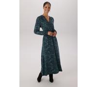 Midikleid ANISTON SELECTED, Damen, Gr. 40, N-Gr, grün (marine, grün), Single Jersey, Obermaterial: 95% Viskose, 5% Elasthan, bedruckt, geblümt, gemustert, figurumspielend knöchelfrei, V-Ausschnitt, Sm