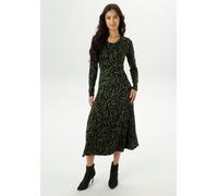 Midikleid ANISTON SELECTED, Damen, Gr. 40, N-Gr, grün (tannengrün, schwarz), Jersey, Obermaterial: 95% Viskose, 5% Elasthan, bedruckt, geblümt, gemustert, A-Linie ca. Mitte Wade, Rundhals, Kleider Mid